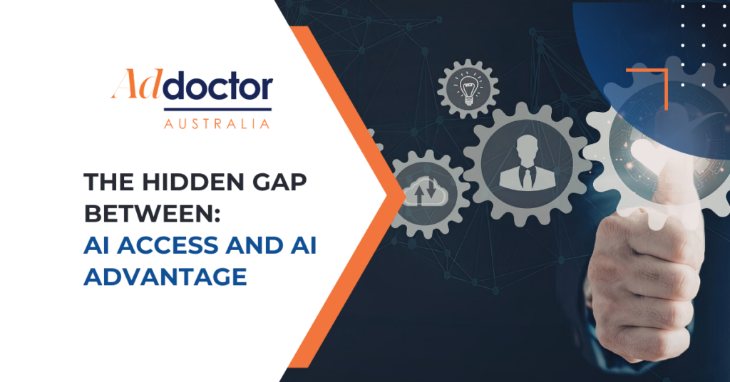 Business team comparing AI tool access with strategic AI advantage